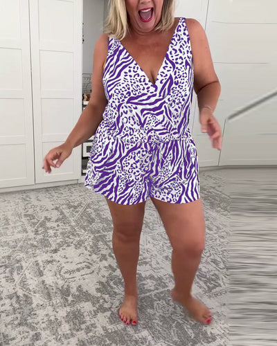 Zebra Print Slim-Fit Swimsuit