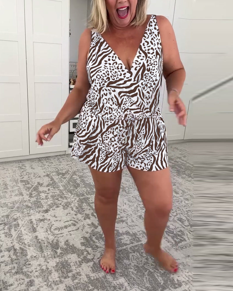 Zebra Print Slim-Fit Swimsuit