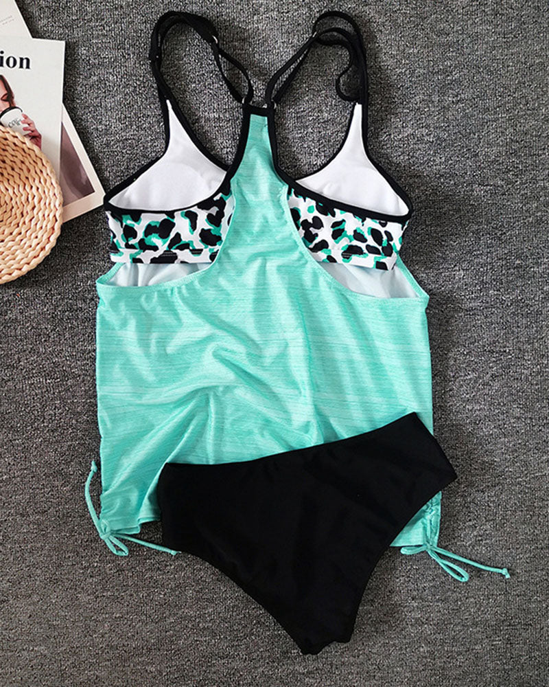 Augustus - Leopard Print Solid Color Tankini