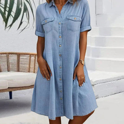 Laluna® | Relaxed Fit Denim Dress with Collar