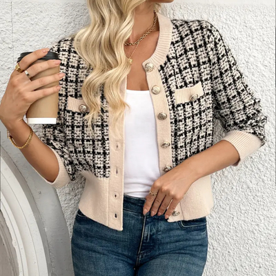 Laluna® | Button-Up Checked Cardigan
