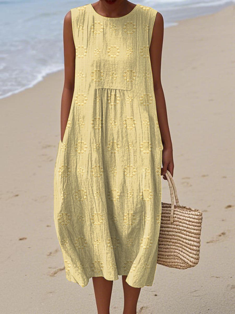 Laluna® | Chic Sleeveless Cotton Dress with Pockets
