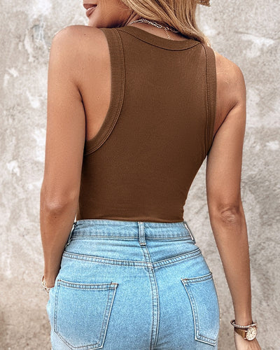 LALUNA® | Ribbed Top Featuring Built-In Bra Pads