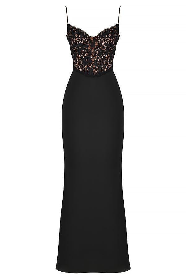 Laluna® | Elegant Black Corset Maxi Dress