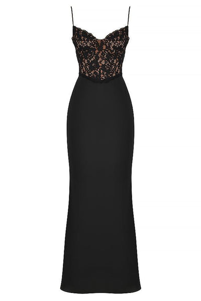 Laluna® | Elegant Black Corset Maxi Dress
