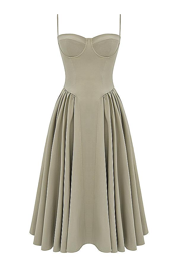 Laluna® Twill Corset Midi Dress