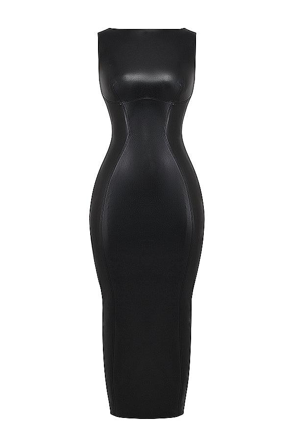 Laluna® | Elegant Leather Maxi Dress