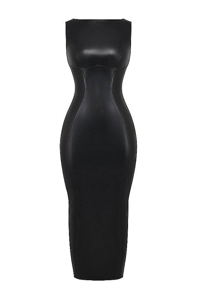 Laluna® | Elegant Leather Maxi Dress