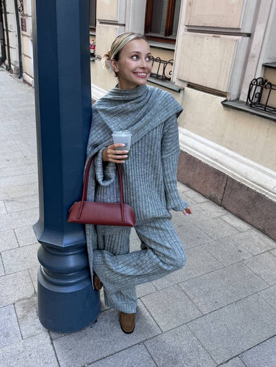 Laluna® V-Neck Jumpsuit with Matching Scarf