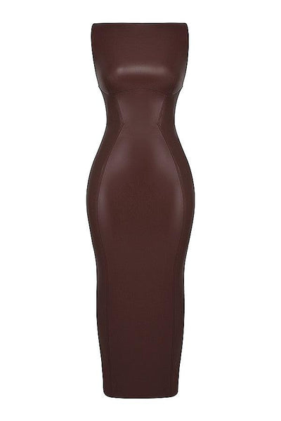 Laluna® | Elegant Leather Maxi Dress