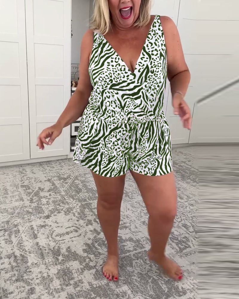 Zebra Print Slim-Fit Swimsuit
