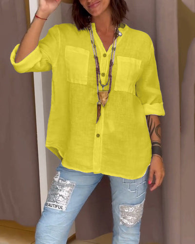Classic Pocketed Shirt with Single Button Closure