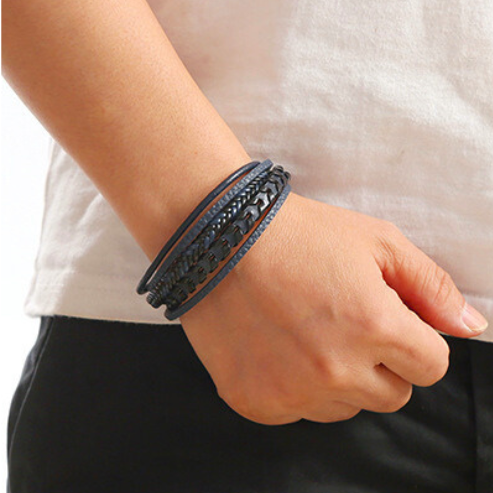 Viking Leather Braided Bracelet - Ragnar Band