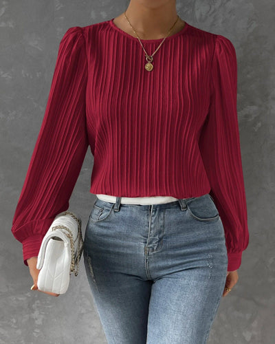 Laluna® | Solid Blouse with Lantern Sleeves