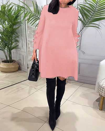 Laluna® | Relaxed Knee-Length Dress with Long Sleeves