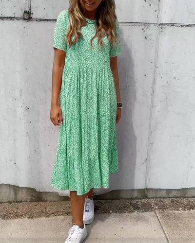 Laluna® Floral Print Short Sleeve Dress