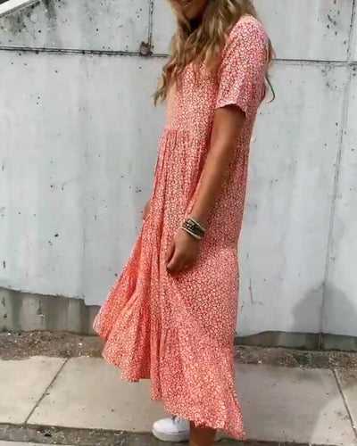 Laluna® Floral Print Short Sleeve Dress