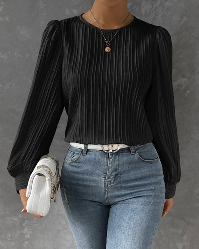 Laluna® | Solid Blouse with Lantern Sleeves