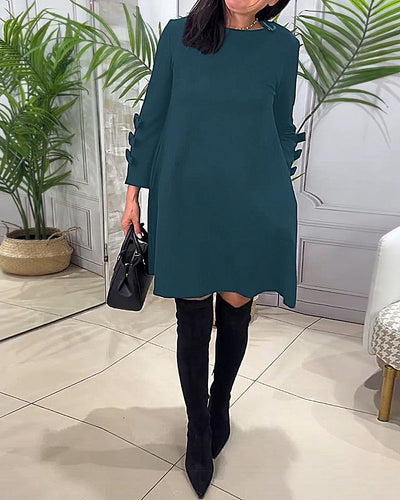Laluna® | Relaxed Knee-Length Dress with Long Sleeves