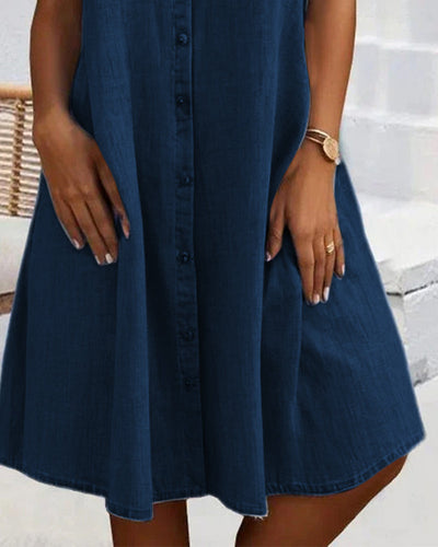Laluna® | Relaxed Fit Denim Dress with Collar