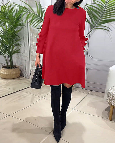 Laluna® | Relaxed Knee-Length Dress with Long Sleeves