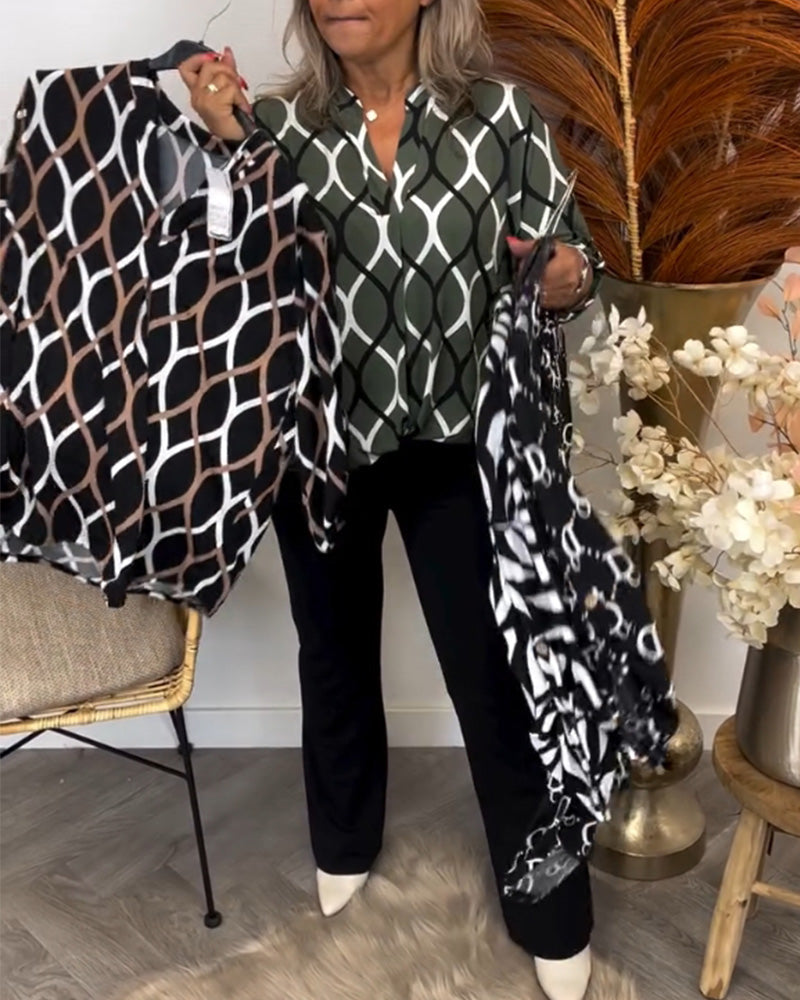Casual blouse with long sleeves and print