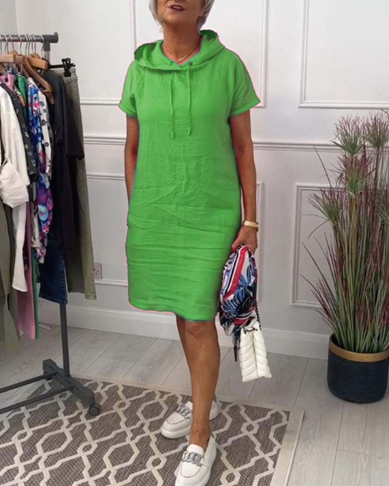 Laluna® | Short Sleeve Hooded Casual Dress