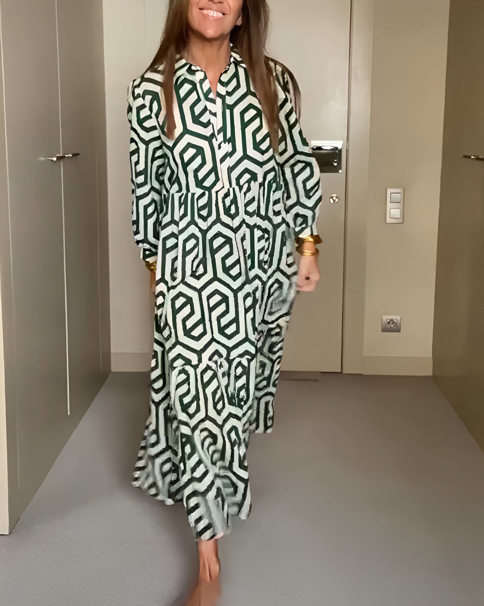 Laluna® | Polka Dot & Geometric Print Dress