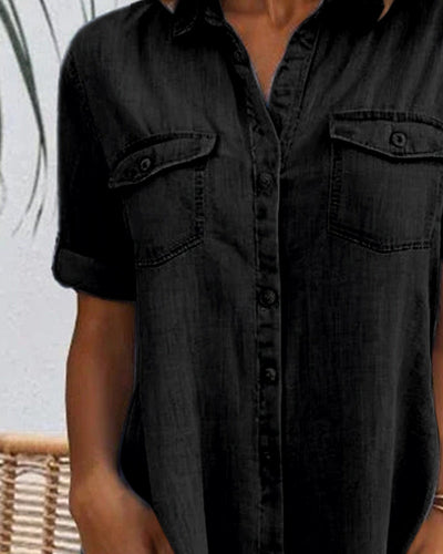 Laluna® | Relaxed Fit Denim Dress with Collar
