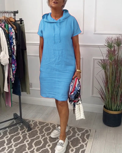 Laluna® | Short Sleeve Hooded Casual Dress