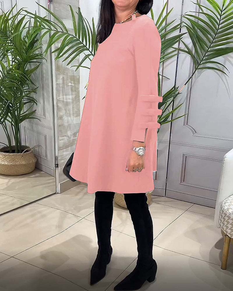 Laluna® | Relaxed Knee-Length Dress with Long Sleeves