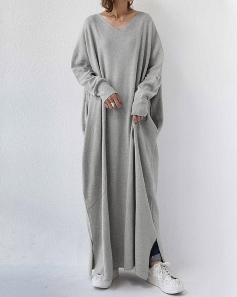 Laluna® | Stylish Long Sleeve V-Neck Dress