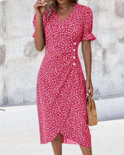 Laluna® Floral Print Short Sleeve Dress