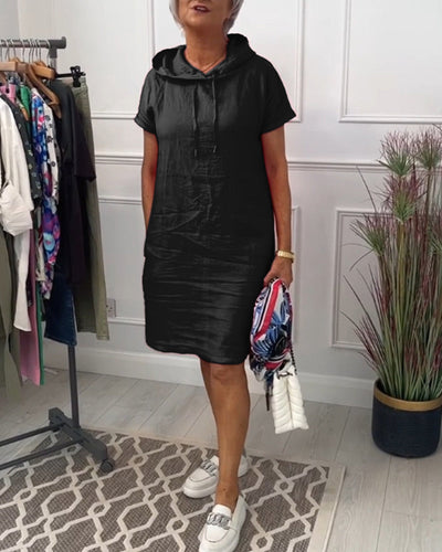 Laluna® | Short Sleeve Hooded Casual Dress