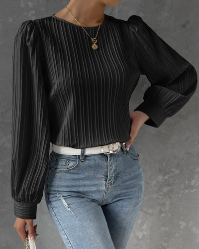 Laluna® | Solid Blouse with Lantern Sleeves