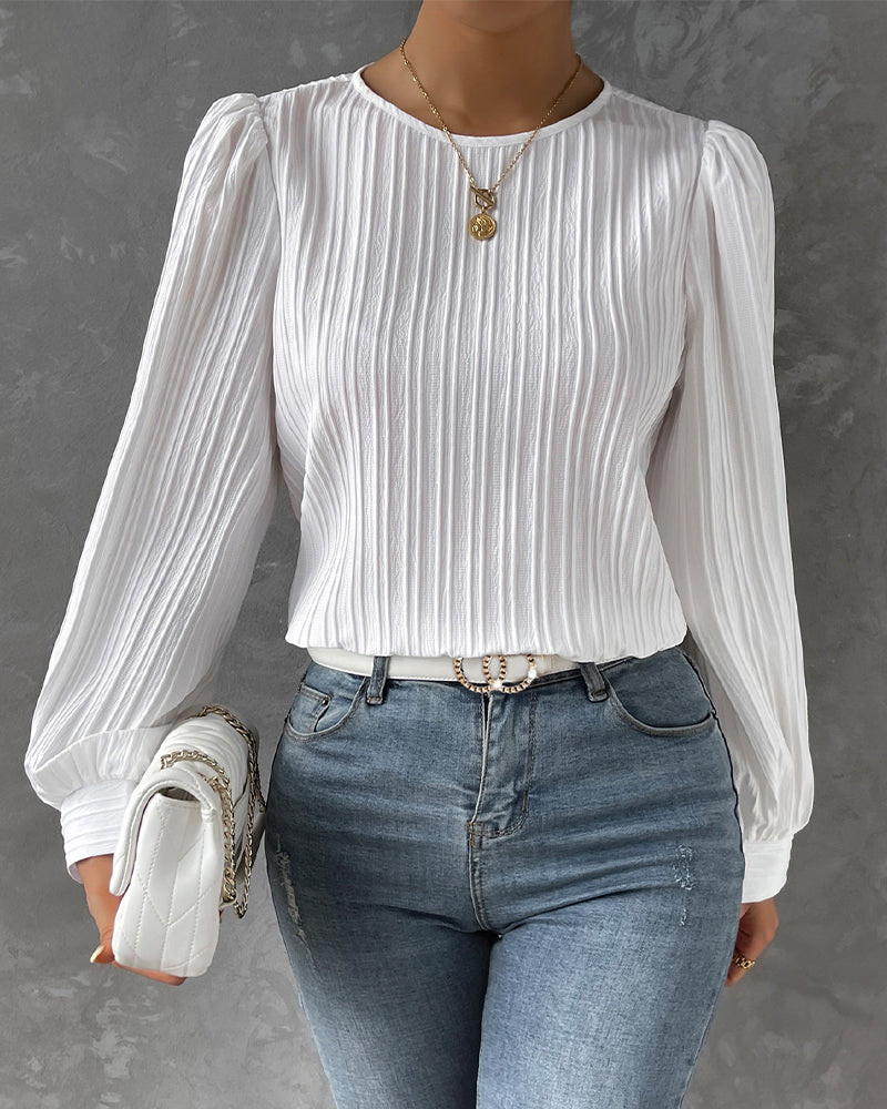Laluna® | Solid Blouse with Lantern Sleeves