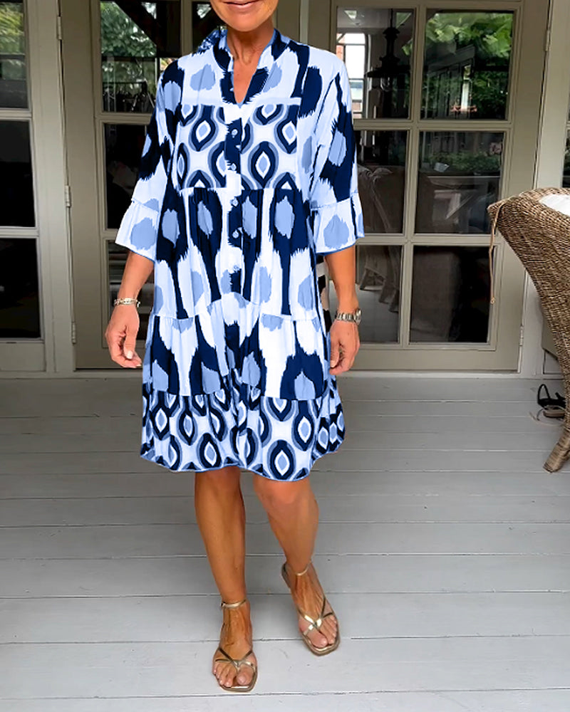 Laluna® | 3/4 Sleeve Printed Dress
