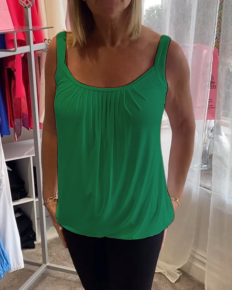 Pleated Sleeveless Casual Top