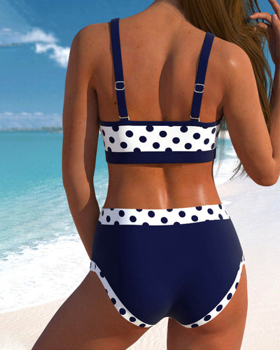 Liesbeth - High-Waisted Polka Dot Bikini with Unique Patchwork Style