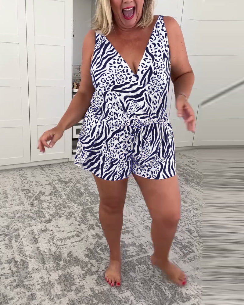 Zebra Print Slim-Fit Swimsuit