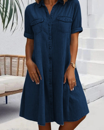 Laluna® | Relaxed Fit Denim Dress with Collar