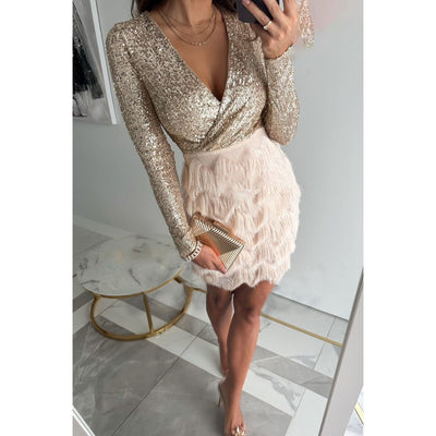 LALUNA® | Sequin and Fringe Dress