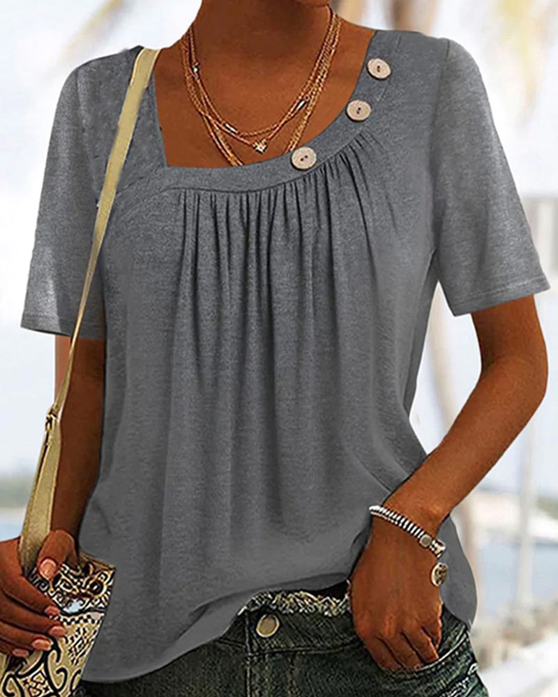 Laluna® | Cozy Short Sleeve Solid Top