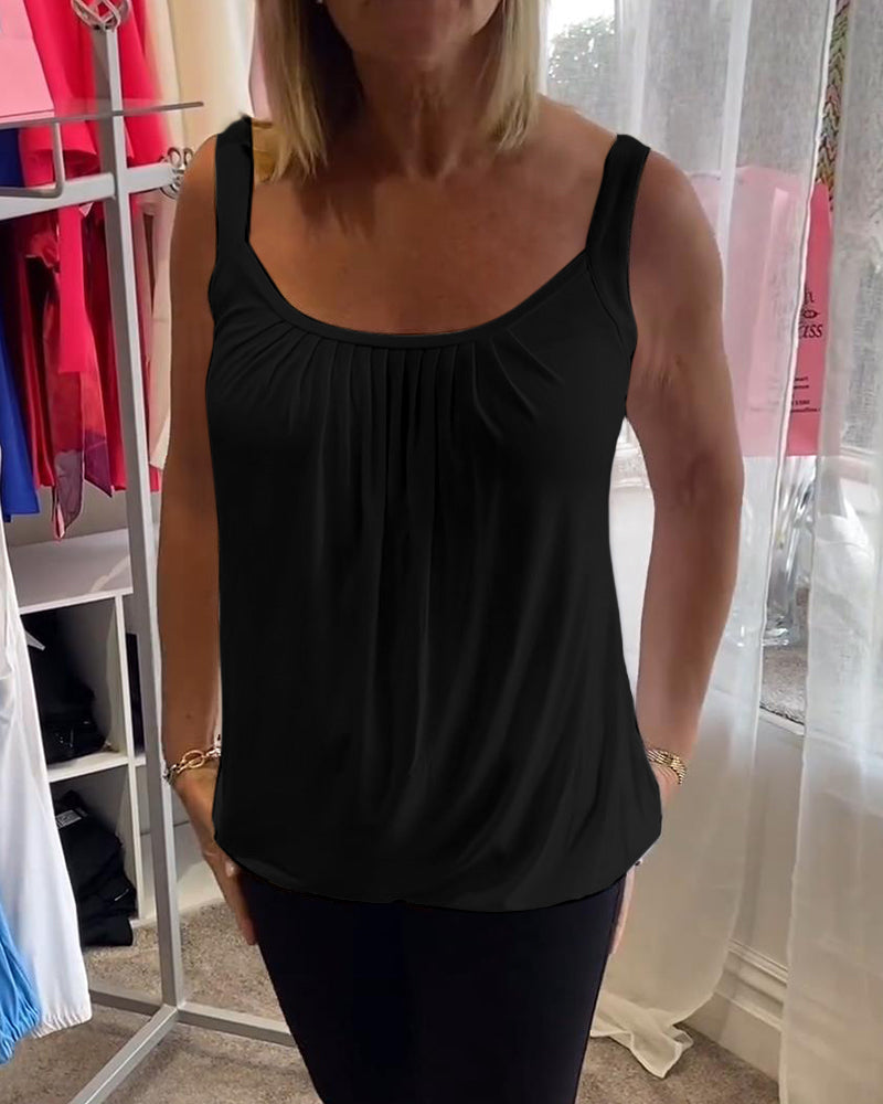 Pleated Sleeveless Casual Top