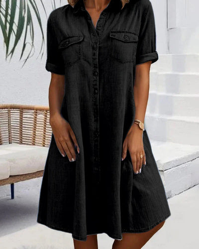 Laluna® | Relaxed Fit Denim Dress with Collar