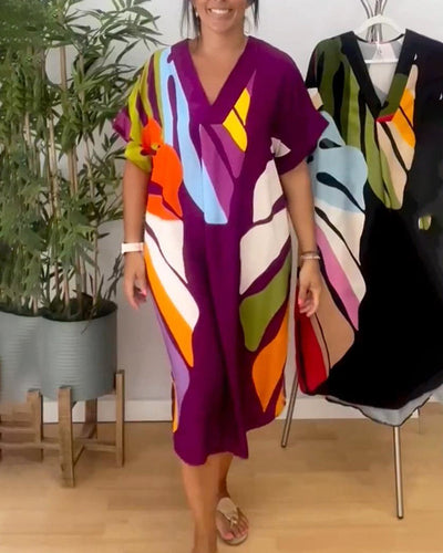 Laluna® | Vibrant Leaf Print Casual Dress