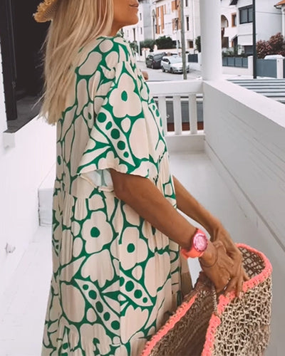 Laluna® | Printed V-Neck Loose Dress