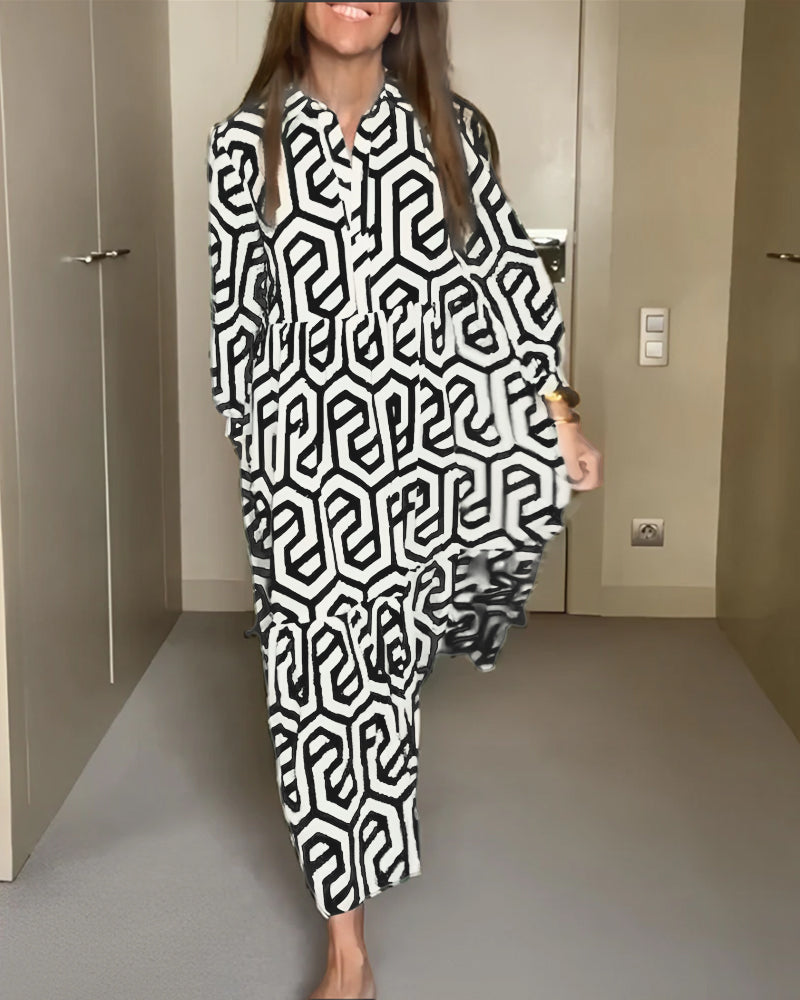 Laluna® | Polka Dot & Geometric Print Dress