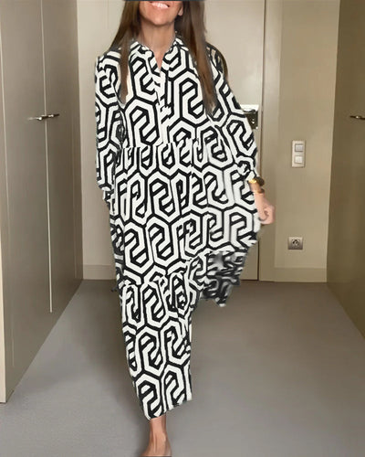 Laluna® | Polka Dot & Geometric Print Dress