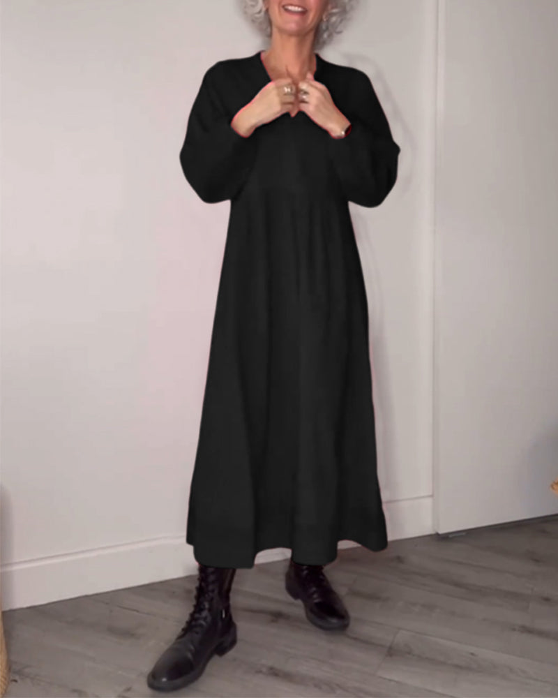 Laluna® | Stylish Long Sleeve V-Neck Dress